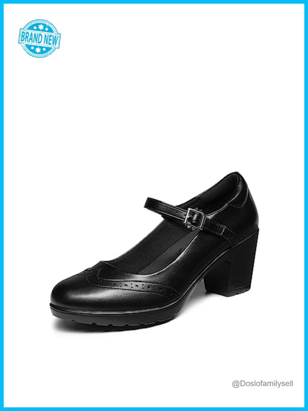 Oxford Mary Jane Dress Shoes with Chunky Heel - Faux Leather, Slip Resistant